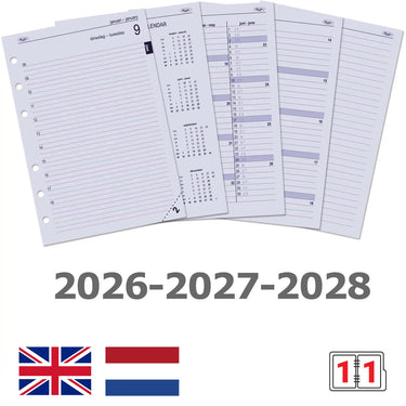 6201-26-27-28 210 x 144 mm 2026 2027 2028 A5 Planificateur recharge nl en